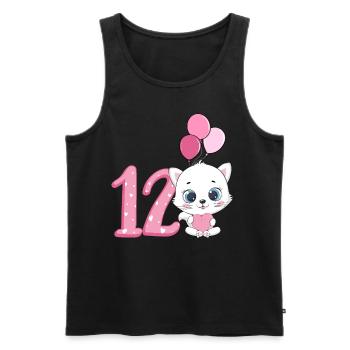 Chaton de 12 ans | Chemise d’anniversaire de chat - Débardeur bio Premium Homme - noir - Devant - Michal (187cm)
