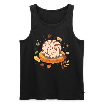 Herbst Vibes Cute Kätzchen Sleepy Katze Herbst - Männer Premium Bio Tank Top - Schwarz - Vorne - Michal (187cm)