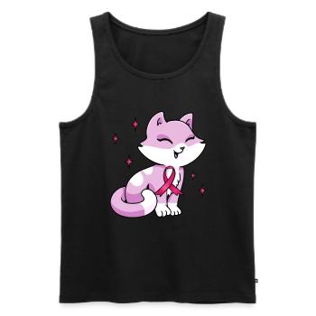 Chat nœud rose mignon octobre - Débardeur bio Premium Homme - noir - Devant - Michal (187cm)