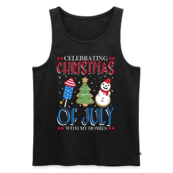 Celebrating Independence Day Christmas in the - Men's Premium Organic Tank Top - black - Front - AI Model Male 178 light (178cm)