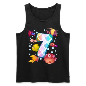 7. Geburtstag | Regenbogenfisch Geburtstag | - Männer Premium Bio Tank Top - Schwarz - Vorne - AI Model Male 178 light (178cm)