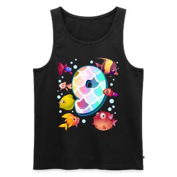 9. Geburtstag | Regenbogenfisch Geburtstag | - Männer Premium Bio Tank Top - Schwarz - Vorne - AI Model Male 178 light (178cm)