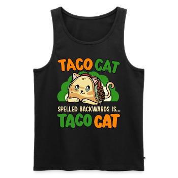 Taco cat spells backwards animal rights - Men's Premium Organic Tank Top - black - Front - AI Model Male 178 light (178cm)