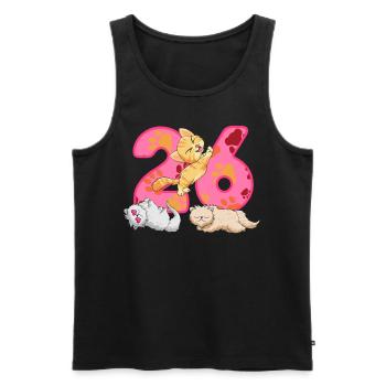 26th birthday kitten | Cat Birthday Shirt - Men's Premium Organic Tank Top - black - Front - AI Model Male 178 light (178cm)