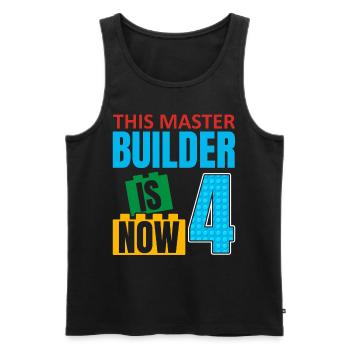 This Master Builder is now 4, Toy Blocks - Men's Premium Organic Tank Top - black - Front - AI Model Male 178 light (178cm)