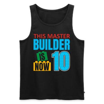 This builder is now 10, Toy Blocks 10. - Men's Premium Organic Tank Top - black - Front - AI Model Male 178 light (178cm)