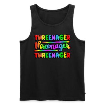 Threenager Kid 3ème anniversaire Spectre arc-en-ciel - Débardeur bio Premium Homme - noir - Devant - AI Model Male 178 light (178cm)