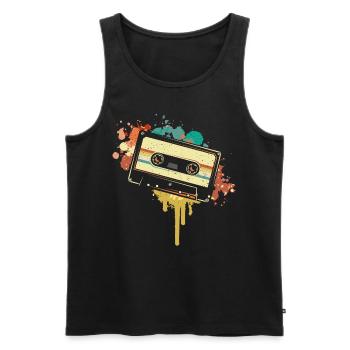 Vintage Cassette Music Handset Cassette-themed - Men's Premium Organic Tank Top - black - Front - AI Model Male 178 light (178cm)