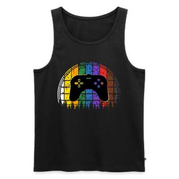 Console - Men's Premium Organic Tank Top - black - Front - AI Model Male 178 light (178cm)
