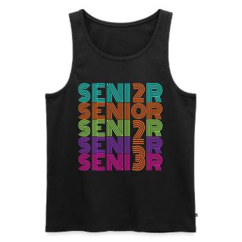 Retro Vintage Neon Senior 2023 | Senior High Gift - Männer Premium Bio Tank Top - Schwarz - Vorne - Michal (187cm)