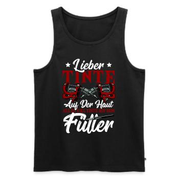 Lieber Tinte Auf Der Haut Als Zu Viel Tinte Auf - Männer Premium Bio Tank Top - Schwarz - Vorne - AI Model Male 178 light (178cm)