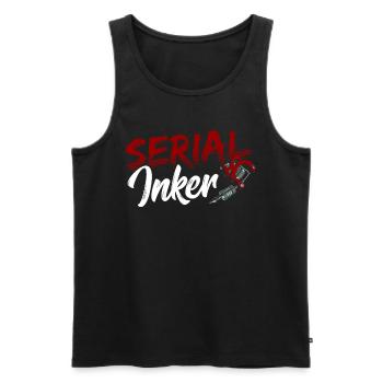 Serial Inker Tattooists Artistic Ink Pen - Men's Premium Organic Tank Top - black - Front - Michal (187cm)