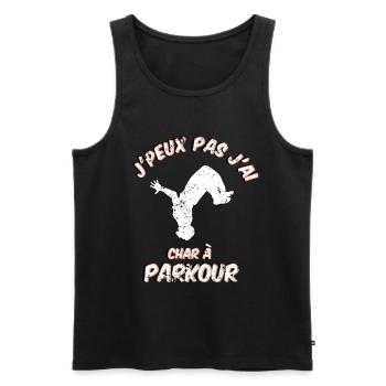 j'peux pas j'ai char à Parkour et apéro - Débardeur bio Premium Homme - noir - Devant - Michal (187cm)