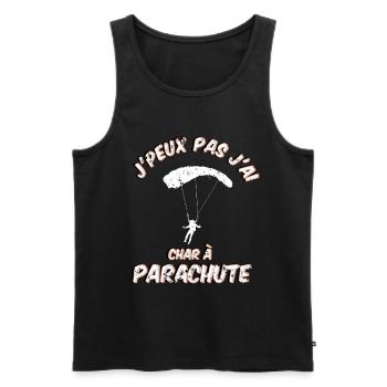 j'peux pas j'ai char à Parachute - Débardeur bio Premium Homme - noir - Devant - Michal (187cm)