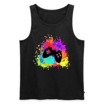 Humour Jeux Vidéo Mode Joueur Activé Cadeau Gamer - Débardeur bio Premium Homme - noir - Devant - AI Model Male 178 light (178cm)