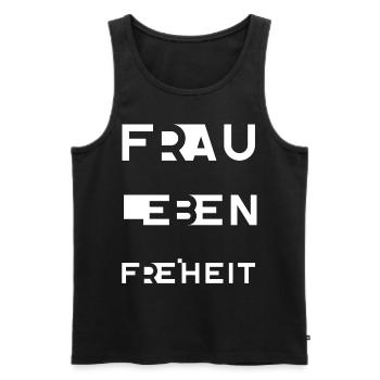 FRAU LEBEN FREIHEIT - Männer Premium Bio Tank Top - Schwarz - Vorne - Michal (187cm)