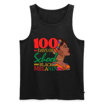 100 Days School Black Melanin Child - Men's Premium Organic Tank Top - black - Front - AI Model Male 178 light (178cm)