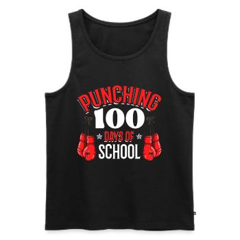 Poinçonner 100 jours de gants de boxe de sport scolaire - Débardeur bio Premium Homme - noir - Devant - AI Model Male 178 light (178cm)