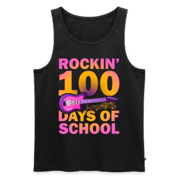 Rockin 100 jours d’école Guitariste Musicien - Débardeur bio Premium Homme - noir - Devant - AI Model Male 178 light (178cm)
