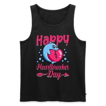 Happy Heartbreaker Day Valentine's Day Dolphin Meme - Men's Premium Organic Tank Top - black - Front - AI Model Male 178 light (178cm)