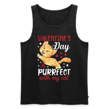 La Saint-Valentin est purrfect avec mon - Débardeur bio Premium Homme - noir - Devant - AI Model Male 178 light (178cm)
