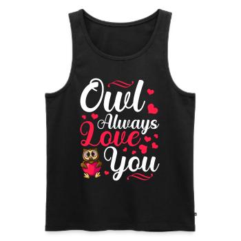 Hibou vous aime toujours Faune animale de la Saint-Valentin - Débardeur bio Premium Homme - noir - Devant - Michal (187cm)