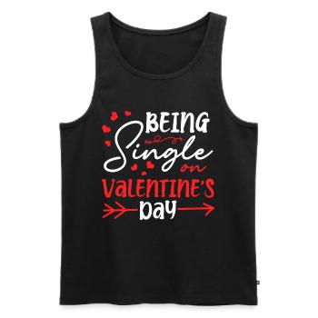 Être célibataire le jour de la Saint-Valentin Hearts Solo Celebrant - Débardeur bio Premium Homme - noir - Devant - AI Model Male 178 light (178cm)