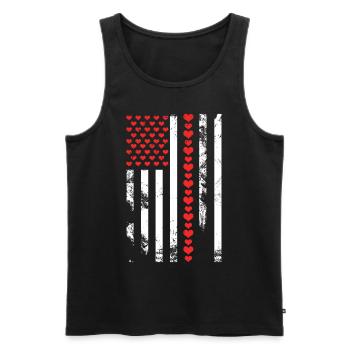 Drapeau américain Patriotique Saint-Valentin - Débardeur bio Premium Homme - noir - Devant - Michal (187cm)