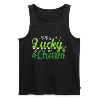 Mama’s Lucky Charm Clover St. Patrick’s Day - Débardeur bio Premium Homme - noir - Devant - Michal (187cm)