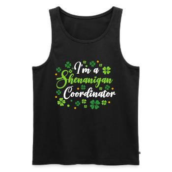 Je suis coordonnatrice de Shenanigan St. Patrick’s - Débardeur bio Premium Homme - noir - Devant - AI Model Male 178 light (178cm)