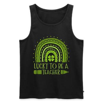 Lucky To Be A Teacher Education St. Patrick's - Men's Premium Organic Tank Top - black - Front - Michal (187cm)
