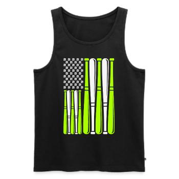 Sports de batte de baseball Drapeau américain St. - Débardeur bio Premium Homme - noir - Devant - AI Model Male 178 light (178cm)