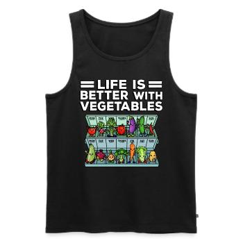 Medicine to Happiness Daily Dose of Vegetables - Men's Premium Organic Tank Top - black - Front - Michal (187cm)