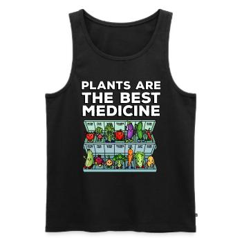 Medicine to Happiness Daily Dose of Vegetables - Men's Premium Organic Tank Top - black - Front - Michal (187cm)