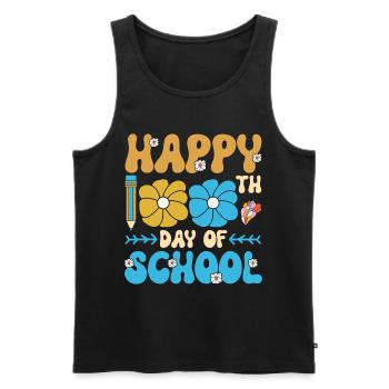Happy 100th Day of School Flowers Floral Decorations - Men's Premium Organic Tank Top - black - Front - AI Model Male 178 light (178cm)