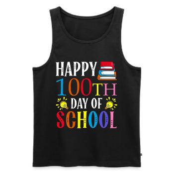 Happy 100th Day Of School Homework Books - Men's Premium Organic Tank Top - black - Front - AI Model Male 178 light (178cm)