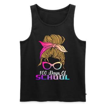100 days school Feminist-educated teacher - Men's Premium Organic Tank Top - black - Front - Michal (187cm)
