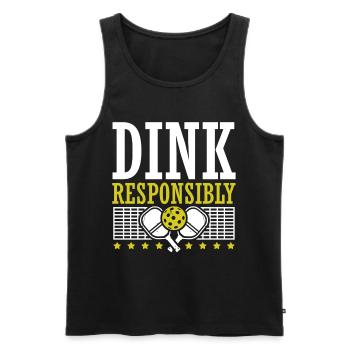 Dink Responsibly Pickleball Paddle Sports Game - Men's Premium Organic Tank Top - black - Front - AI Model Male 178 light (178cm)