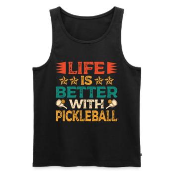 La vie est meilleure avec Pickleball Paddle Sports - Débardeur bio Premium Homme - noir - Devant - Michal (187cm)