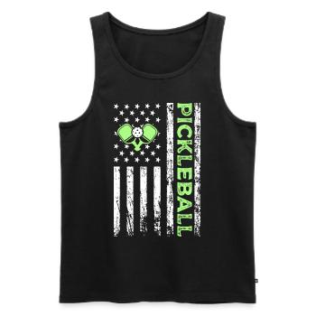 Pickleball American Paddle Sports Flag - Débardeur bio Premium Homme - noir - Devant - Michal (187cm)