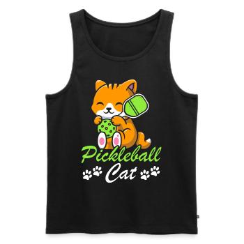 Pickleball Cat Paddle Sports Game Player - Débardeur bio Premium Homme - noir - Devant - Michal (187cm)