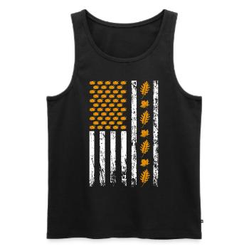 American Fall Season Flagge Herbst Vibes Holiday - Männer Premium Bio Tank Top - Schwarz - Vorne - AI Model Male 178 light (178cm)
