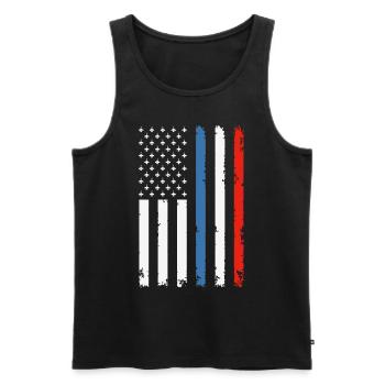 Drapeau du soldat américain 4 juillet - Débardeur bio Premium Homme - noir - Devant - Michal (187cm)