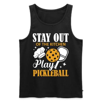 Stay Out of the Kitchen Pickleball Play Sports Chef - Men's Premium Organic Tank Top - black - Front - Michal (187cm)