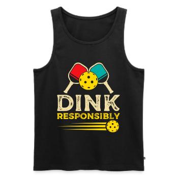 Dink Responsibly Paddle Sports Pickleball - Men's Premium Organic Tank Top - black - Front - AI Model Male 178 light (178cm)