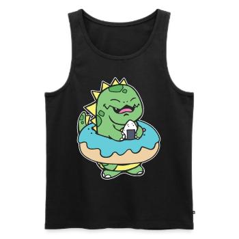 Chubby Kid Dinosaur Donut Sweet Pastry - Débardeur bio Premium Homme - noir - Devant - Michal (187cm)