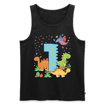 Herd of cute dinosaurs 1st birthday 1 - Men's Premium Organic Tank Top - black - Front - Michal (187cm)