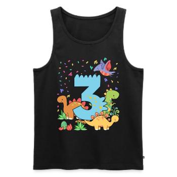 Troupeau de dinosaures mignons 3ème anniversaire 3 - Débardeur bio Premium Homme - noir - Devant - AI Model Male 178 light (178cm)