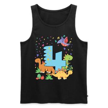 Herd of cute dinosaurs 4th birthday 4 - Men's Premium Organic Tank Top - black - Front - Michal (187cm)