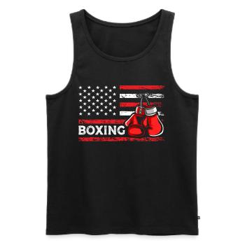Gants de boxe Drapeau américain des sports de combat - Débardeur bio Premium Homme - noir - Devant - AI Model Male 178 light (178cm)